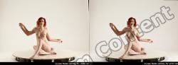 Nude Woman - Woman White Slim long red 3D Stereoscopic poses Pinup